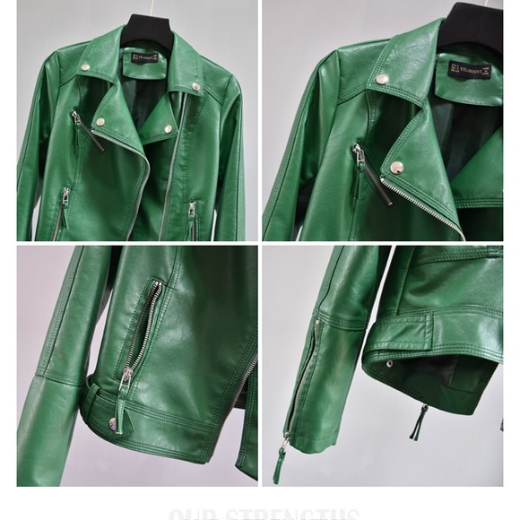 ☘️SALE- last 1☘️Vegan leather short moto jacket - Picture 7 of 9